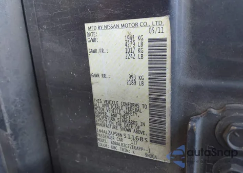 2011 Nissan Altima 2.5 S from USA, damaged, VIN 1N4AL2AP5BN511685